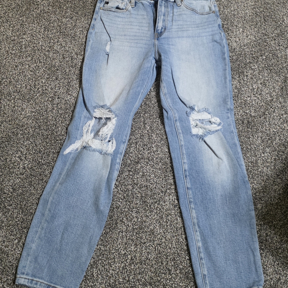 KanCan Light Blue Distressed Straight Leg Jeans